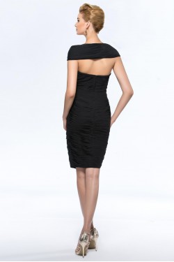 Short Black Off-the-Shoulder Chiffon Mother of the Bride Dresses M010068