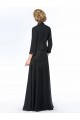 A-Line V-Neck Beaded Long Black Mother of the Bride Dresses with A Jacket M010070