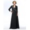 A-Line V-Neck Beaded Long Black Mother of the Bride Dresses with A Jacket M010070
