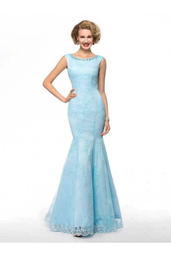 Elegant Trumpet/Mermaid Beaded Long Blue Lace Mother of the Bride Dresses M010071 Elegant Trumpet/Mermaid Beaded Long Blue Lace Mother of the Bride Dresses M010071