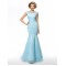 Elegant Trumpet/Mermaid Beaded Long Blue Lace Mother of the Bride Dresses M010071