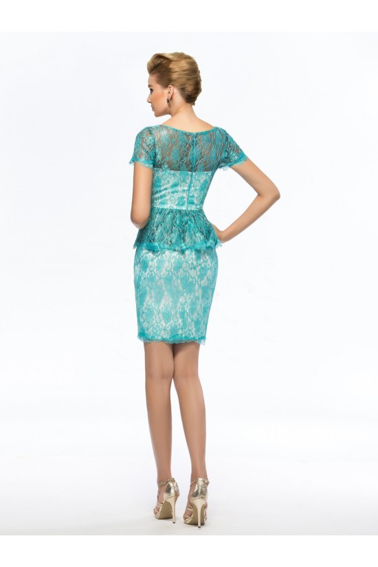 Short Bateau Lace Mother of the Bride Dresses M010072