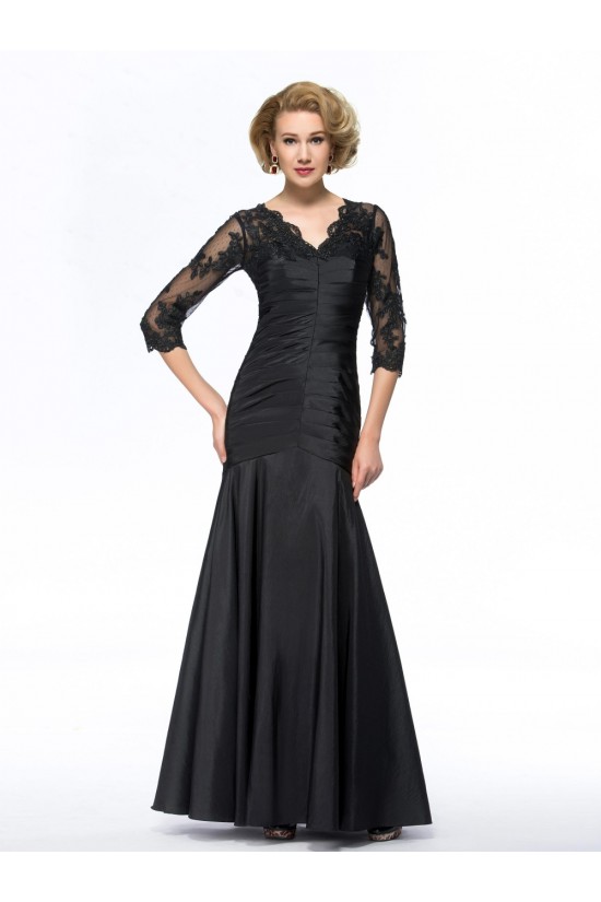 Trumpet/Mermaid V-Neck Long Black Mother of the Bride Dresses M010073 Trumpet/Mermaid V-Neck Long Black Mother of the Bride Dresses M010073