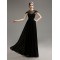 Empire Cap-Sleeve Long Black Chiffon Mother of the Bride Dresses M010079