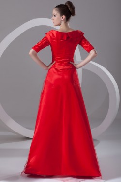 A-Line Off-the-Shoulder Half Sleeve Long Red Mother of the Bride Dresses M010081
