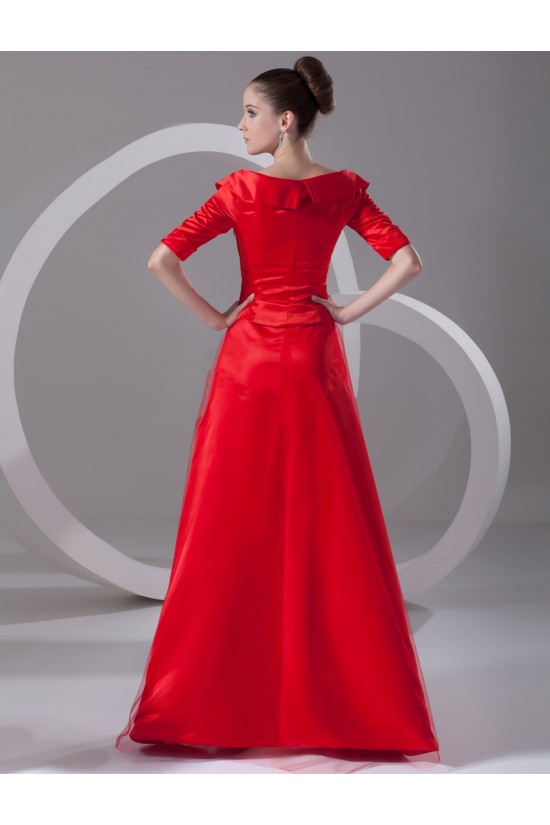 A-Line Off-the-Shoulder Half Sleeve Long Red Mother of the Bride Dresses M010081