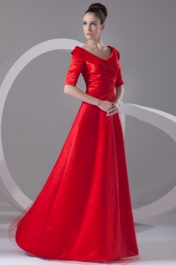 A-Line Off-the-Shoulder Half Sleeve Long Red Mother of the Bride Dresses M010081