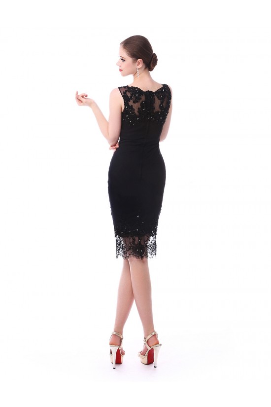 Short Sheath Beaded Applique Black Mother of the Bride Dresses M010084 Short Sheath Beaded Applique Black Mother of the Bride Dresses M010084