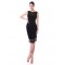 Short Sheath Beaded Applique Black Mother of the Bride Dresses M010084
