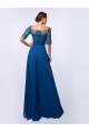A-Line Bateau Short Sleeve Long Blue Chiffon Mother of the Bride Dresses M010085 A-Line Bateau Short Sleeve Long Blue Chiffon Mother of the Bride Dresses M010085