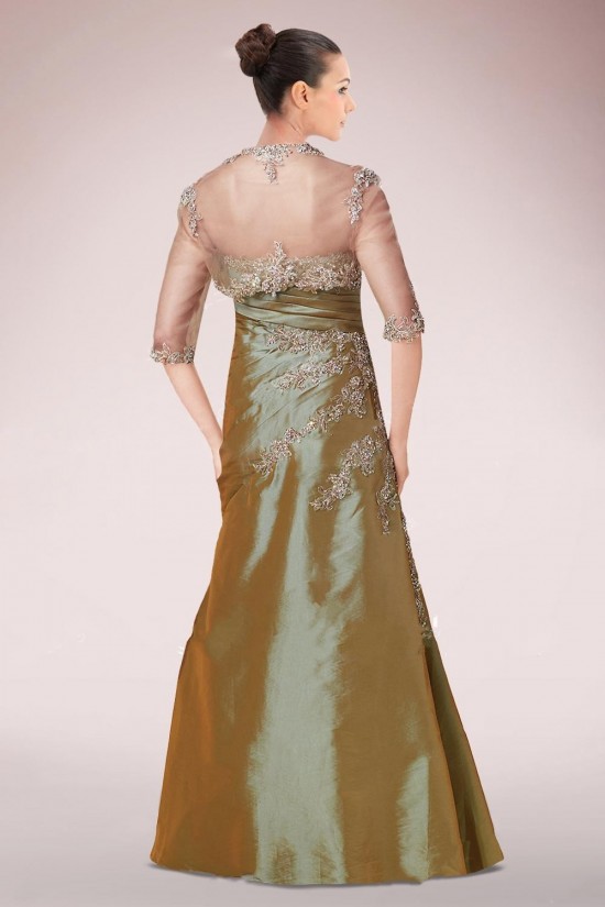 A-Line Sweetheart Beaded Applique Taffeta Mother of the Bride Dresses with A Jacket M010087 A-Line Sweetheart Beaded Applique Taffeta Mother of the Bride Dresses with A Jacket M010087