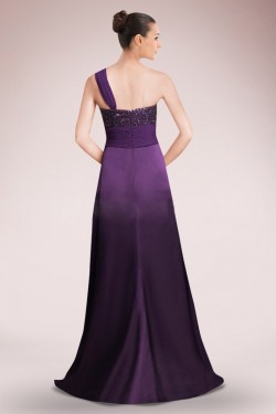 A-Line Beaded One-Shoulder Long Mother of the Bride Dresses M010093
