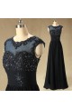 A-Line Beaded Applique Long Chiffon Mother of the Bride Dresses M010097