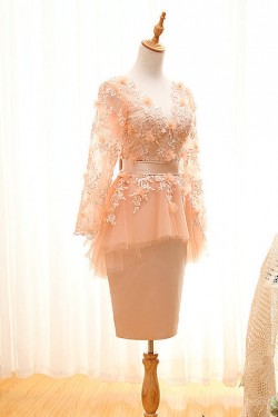 Short V-Neck Long Sleeve Mother of the Bride Dresses M010098