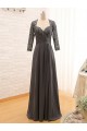 A-Line 3/4 Sleeve Lace and Chiffon Long Mother of the Bride Dresses M010099 A-Line 3/4 Sleeve Lace and Chiffon Long Mother of the Bride Dresses M010099