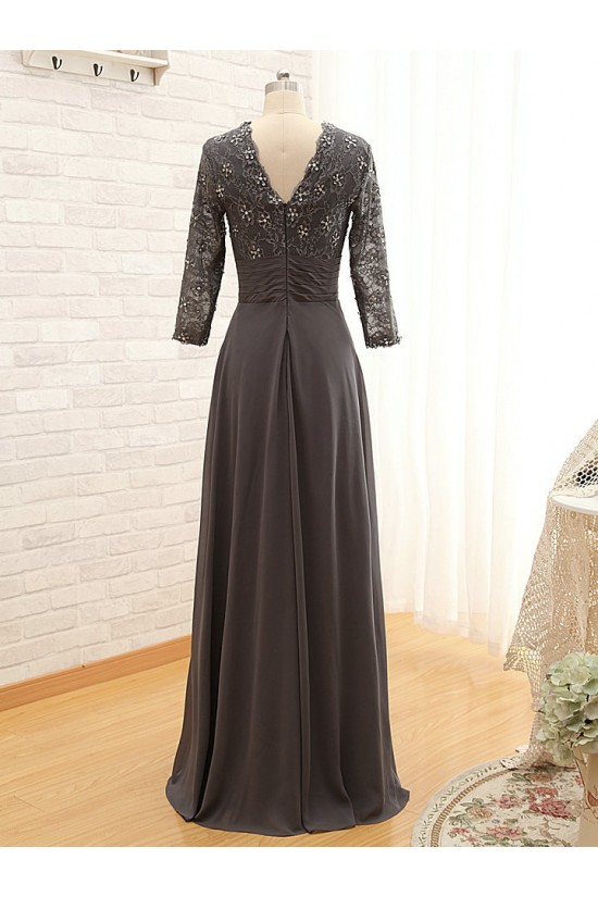 A-Line 3/4 Sleeve Lace and Chiffon Long Mother of the Bride Dresses M010099 A-Line 3/4 Sleeve Lace and Chiffon Long Mother of the Bride Dresses M010099