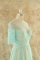 A-Line Beaded Short Sleeve Long Chiffon Mother of the Bride Dresses M010100