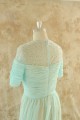 A-Line Beaded Short Sleeve Long Chiffon Mother of the Bride Dresses M010100