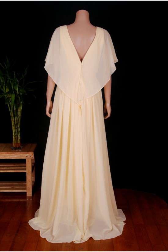 A-Line V-Neck Beaded Applique Long Chiffon Mother of the Bride Dresses M010101