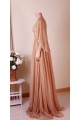 A-Line V-Neck Beaded Applique Long Chiffon Mother of the Bride Dresses M010102