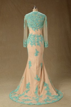 Trumpet/Mermaid Long Sleeve Beaded Applique Long Mother of the Bride Dresses M010104