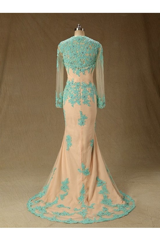 Trumpet/Mermaid Long Sleeve Beaded Applique Long Mother of the Bride Dresses M010104 Trumpet/Mermaid Long Sleeve Beaded Applique Long Mother of the Bride Dresses M010104
