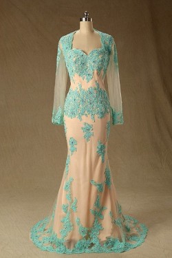 Trumpet/Mermaid Long Sleeve Beaded Applique Long Mother of the Bride Dresses M010104