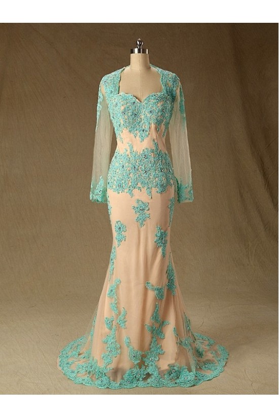 Trumpet/Mermaid Long Sleeve Beaded Applique Long Mother of the Bride Dresses M010104 Trumpet/Mermaid Long Sleeve Beaded Applique Long Mother of the Bride Dresses M010104