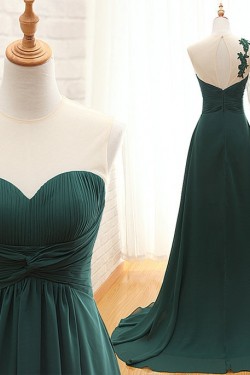 A-Line One Sleeve Long Chiffon Mother of the Bride Dresses M010105