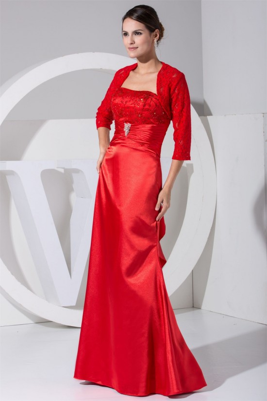 3/4 Sleeve Strapless A-Line Floor-Length Mother of the Bride Dresses with A Lace Jacket 2040001