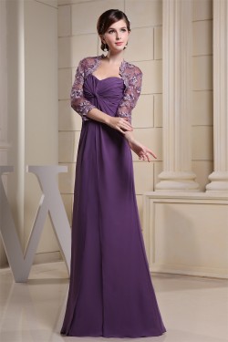 Elegant Sweetheart Floor-Length 3/4 Sleeve Chiffon Mother of the Bride Dresses with A Jacket 2040002