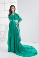 A-Line Strapless Sleeveless Court Train Beaded Chiffon Mother of the Bride Dresses with A Wrap 2040005