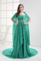 A-Line Strapless Sleeveless Court Train Beaded Chiffon Mother of the Bride Dresses with A Wrap 2040005