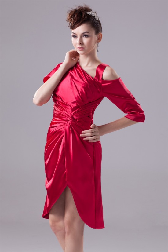 Asymmetrical A-Line Elastic Woven Satin Mother of the Bride Dresses 2040006