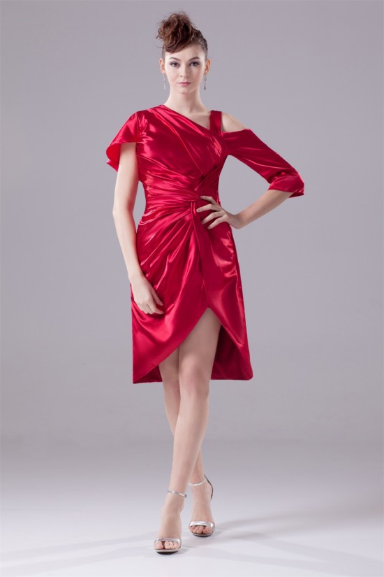 Asymmetrical A-Line Elastic Woven Satin Mother of the Bride Dresses 2040006