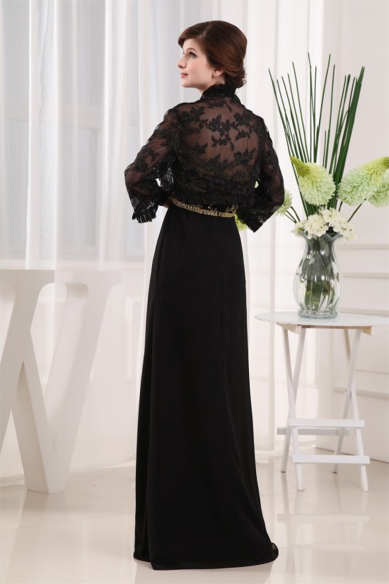 Beading Long Sleeves Floor-Length Sheath/Column Mother of the Bride Dresses with A Jacket 2040013