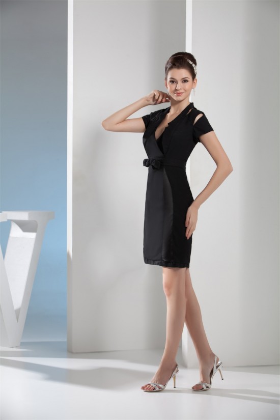 Bows V-Neck Short/Mini Short Sheath/Column Mother of the Bride Dresses 2040022