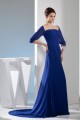 Brush Sweep Train Square Chiffon Long Blue Mother of the Bride Dresses 2040024