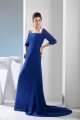 Brush Sweep Train Square Chiffon Long Blue Mother of the Bride Dresses 2040024