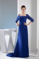 Brush Sweep Train Square Chiffon Long Blue Mother of the Bride Dresses 2040024