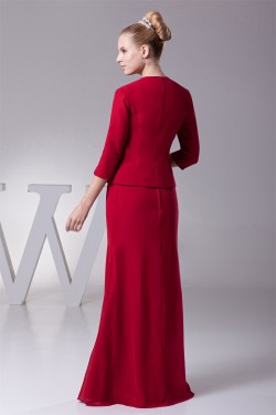 Buckle Mermaid/Trumpet 3/4 Length Satin Chiffon Mother of the Bride Dresses 2040025