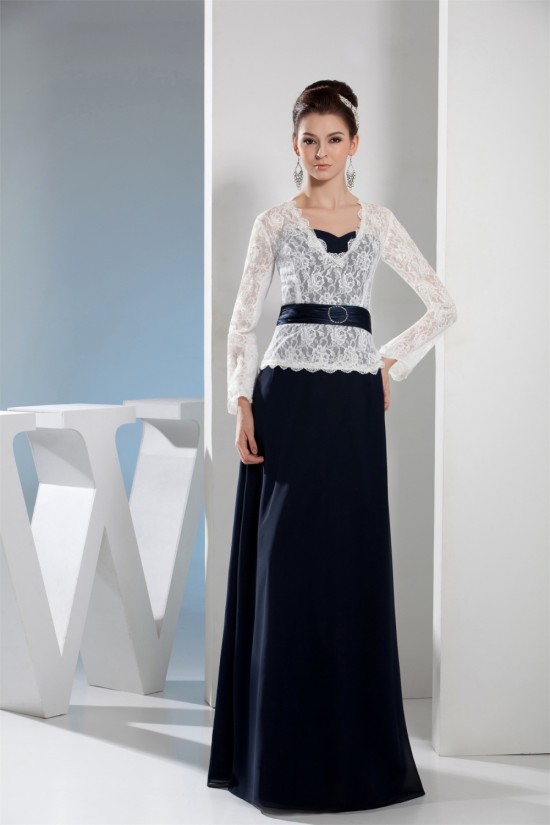 Chiffon Lace Silk like Satin Long Sleeve Sheath/Column Mother of the Bride Dresses 2040028 Chiffon Lace Silk like Satin Long Sleeve Sheath/Column Mother of the Bride Dresses 2040028