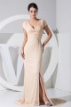 Chiffon Silk like Satin Puddle Train Short Sleeve V-Neck Mother of the Bride Dresses 2040031