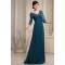 A-Line Chiffon V-Neck 3/4 Sleeve Sequins Appliques Brush Sweep Train Mother of the Bride Dresses 2040032