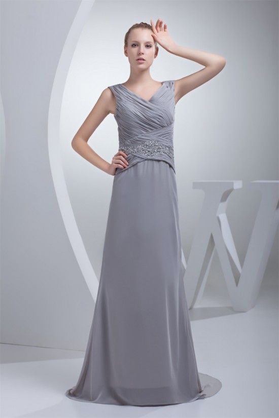 Sheath/Column V-Neck Beading Mother of the Bride Dresses 2040033