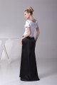 Floor-Length Sheath/Column Short Sleeve Black White Mother of the Bride Dresses 2040037