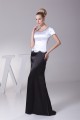 Floor-Length Sheath/Column Short Sleeve Black White Mother of the Bride Dresses 2040037