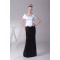 Floor-Length Sheath/Column Short Sleeve Black White Mother of the Bride Dresses 2040037