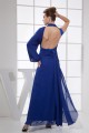 Sheath/Column Halter Floor-Length Chiffon Long Blue Mother of the Bride Dresses 2040038