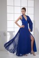 Sheath/Column Halter Floor-Length Chiffon Long Blue Mother of the Bride Dresses 2040038